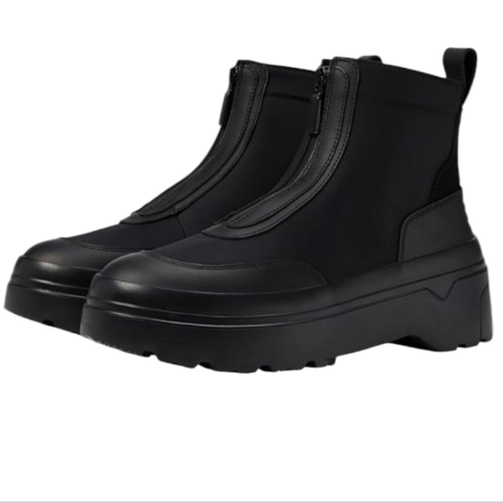 Hunter Explorer Ankle Zip Flatform Boots Womens Rubber Upper Polyester Lining 10